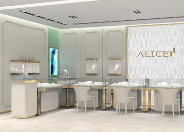 Màu trắng nguyên chất trang sức cửa hàng trưng bày tủ tùy chỉnh kích thước cho trung tâm mua sắm